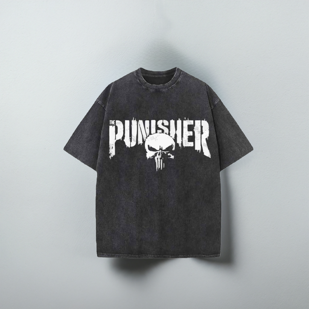 The Punisher Acid-Washed Oversized T-Shirt